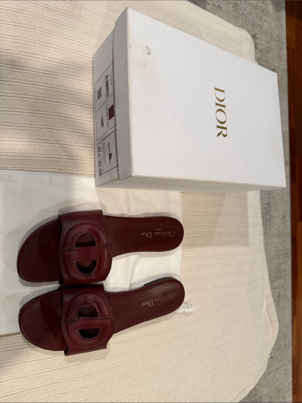 Dior Burgundy Leather Slide Mules